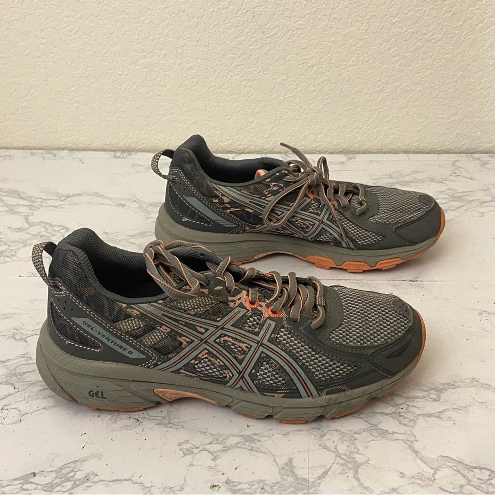 ASICS Gel-Venture 6 Running Shoes Cross Training T7G6N Women 8 Gray Pink Camo K1 - Picture 5 of 9